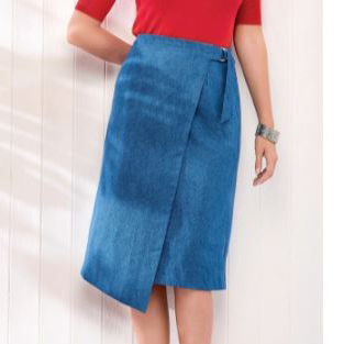 Asymmetrical denim wrap skirt pattern