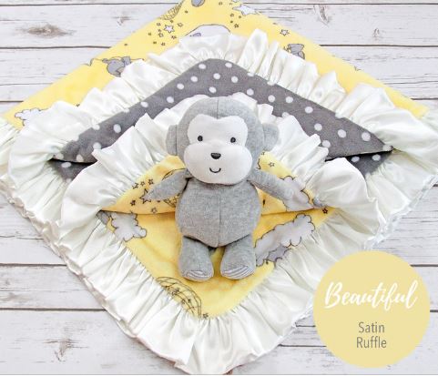 Reversible baby blanket pattern with satin ruffle