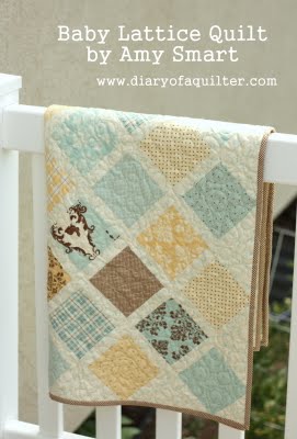 Lattice baby quilt using charm squares