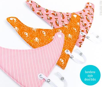 Baby bandana drool bib pattern with pacifier leash