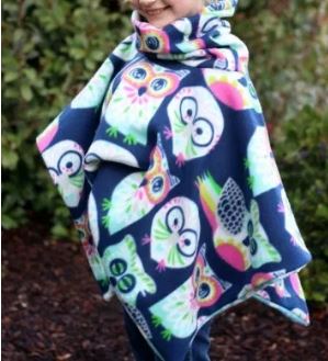 Cowl neck fleece poncho pattern for child