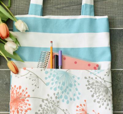 Easy tote bag with pocket free sewing pattern