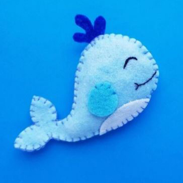 Hand sewn whale pattern from felt