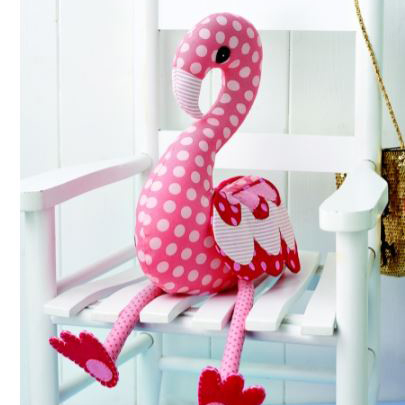 Flamingo plush sewing pattern with template