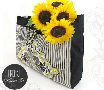 Lined shopping tote bag with flat bottom pattern