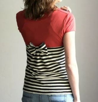 T-shirt refashion sewing project with gathered back