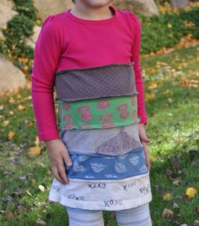 Girls long-sleeve dress from recycled t-shirts