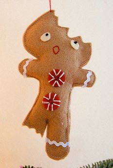 Felt gingerbread man holiday ornament free sewing pattern