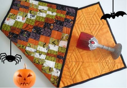 Halloween table runner pattern from jelly roll scraps