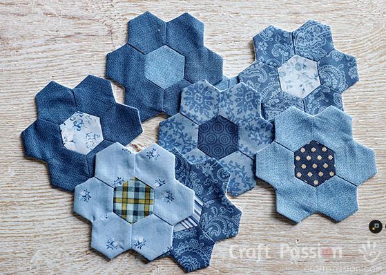 Hexagon flower quilt block pattern