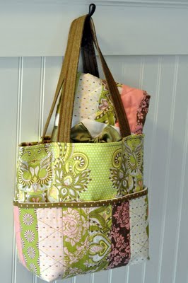 Quilted patchwork tote bag free sewing pattern