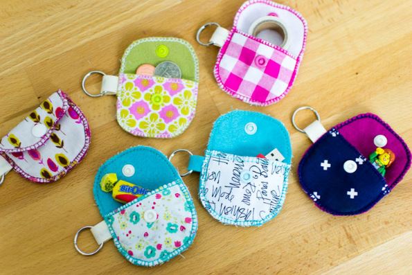 Small pouches using charm squares