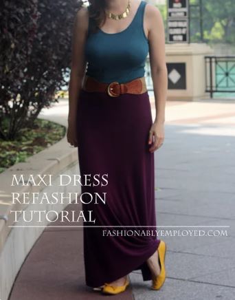 Tank top maxi dress refashion tutorial