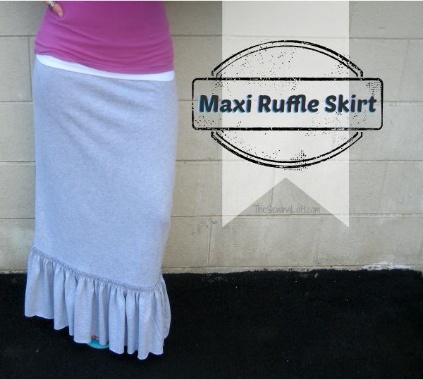 Womens maxi skirt with ruffle bottom pattern