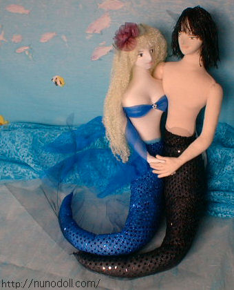 Mermaid and merman fabric dolls free sewing pattern