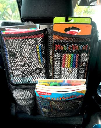Mesh car seat organizer with large pockets free sewing pattern
