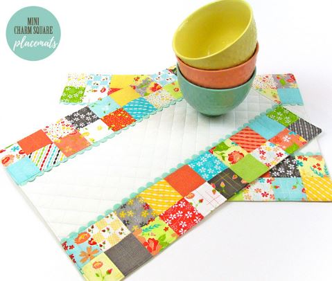 Spring patchwork placemat pattern using charm squares