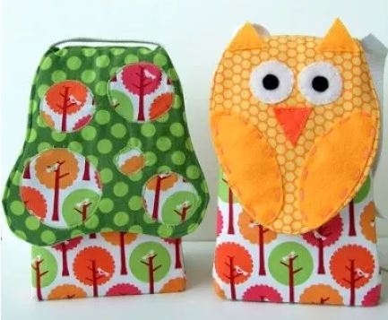Owl and mushroom lunch sack patterns