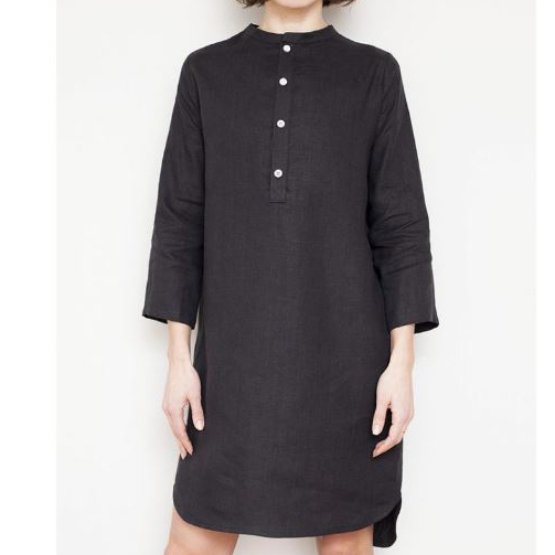 Shirt dress pattern with partial placket and curved hem