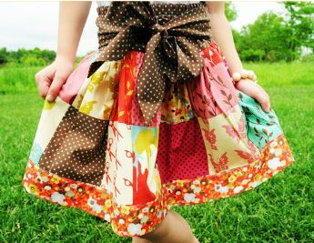 Girls skirt using charm pack squares