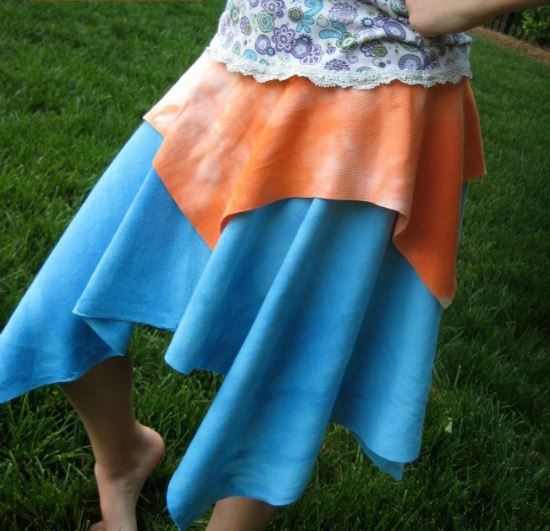 Womens skirt pattern with uneven hem for summer