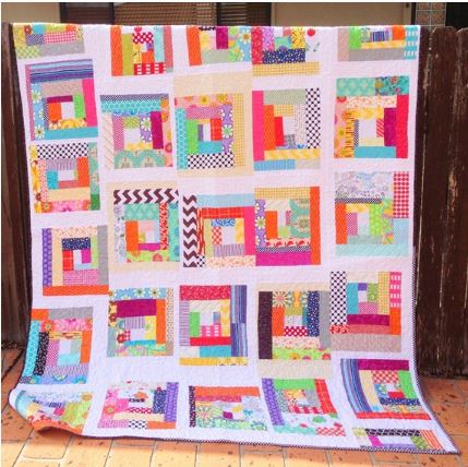 Scrappy log cabin quilt pattern