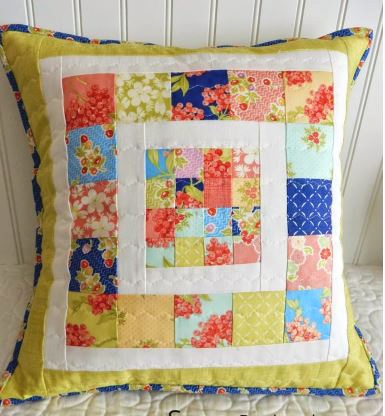 Patchwork pillow from charm squares