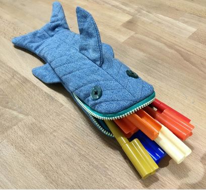 Shark shaped pencil case pattern