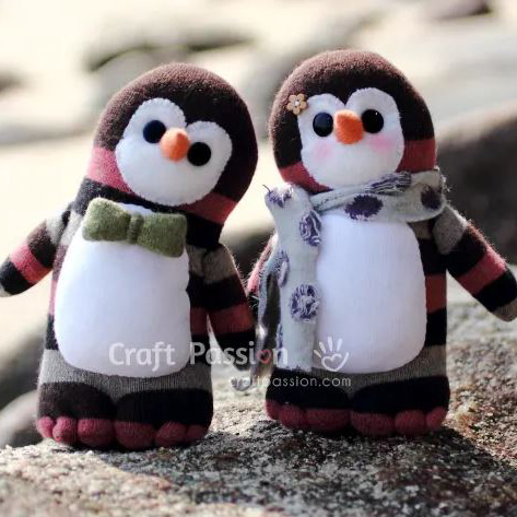 Penguin soft toy from sock pattern
