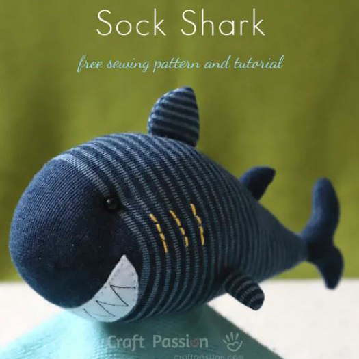 Shark stuffed animal from socks pattern