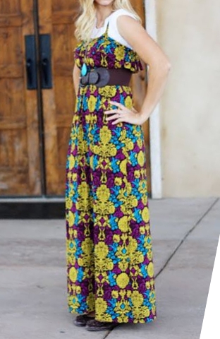 Womens long sleeveless maxi dress with spaghetti straps sewing pattern