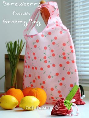 Reusable strawberry grocery bag pattern
