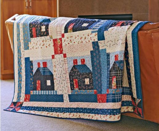 Quilt with log cabin blocks free pattern